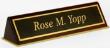 2"x 9-1/2" Piano Finish Desk Sign with Rosewood Holder and Engraved Brass Plate