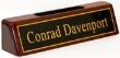 2"x 8-1/4" Piano Finish Desk Sign Rosewood with Cardholder and Engraved Brass Plate