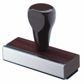 This Traditional Wood Handle Rubber Stamp is inexpensive and requires a separate ink pad. The ink pad comes in various colors and can be used on any type of printing surface.
