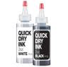This customer friendly quick dry ink works perfectly on non-porous surfaces. The ink dries in about 15-45 seconds.