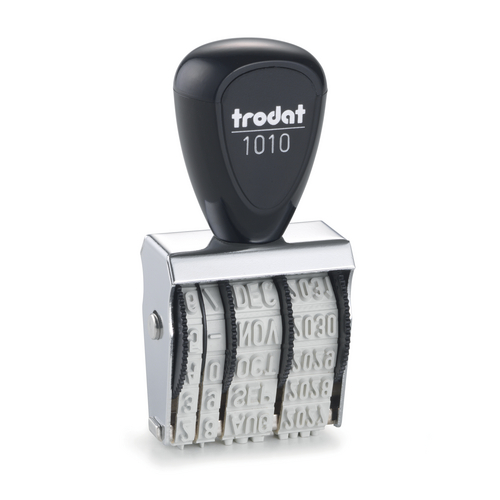 This dater is made with a metal frame making it very sturdy. These stamps produce a clear crisp impression each and every time.