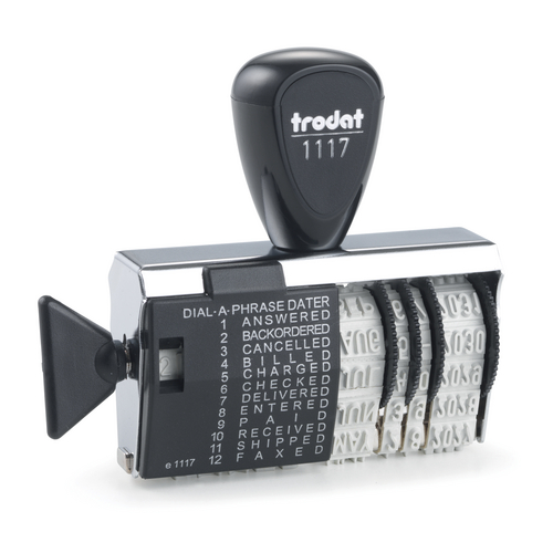 Trodat Classic Die Plate Daters have a modern look and a sturdy metal frame encased in an ergonomic shell.