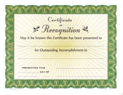 Certificate of Award 447 "CA Series" Package of 500	comes in green, visit AtoZstamps.com