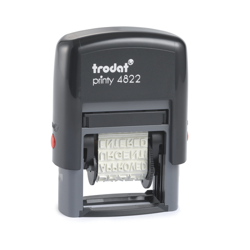 The Trodat Printy 4822 Phrase Stamp is the ideal marking device for anyone who uses a stamp regularly. Top quality development and finishing, make the Professional stamp a totally reliable office stamp.