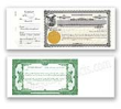 Small Stock Certificates w/stub comes in package of 100, visit AtoZstamps.com for more 15 x 5 3/4 Stock Certificates w/ 4" stub