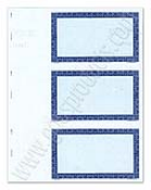 Small Border w/stub "6950 Series" Package of 500	comes in 6 per sheet, in colors green, red and blue, AtoZstamps.com  8 1/2 x 11 - 3 up, Imprint Area 2 3/8 x 4 3/4
