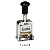 Lion automatic numbering machine is precision crafted of one-piece hardened steel frame and finished in a high polish chrome. All metal interior construction provides years of reliable use. Easy to grip handle, made of 100% recycled, high impact plastic.