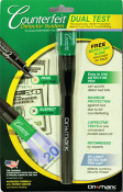 The Dual Test is an indispensable tool for loss prevention designed for use right at the register and detects counterfeit currency in seconds with 2 simple tests.
Use the Counterfeit Detector Pen to test authentic US Currency paper.