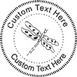 Dragonfly Embossing Seal. Choose your mount and view your custom text in a live preview. Find all your custom embossing needs at Embossingseal.com