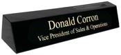 Marble Desk Sign with Cardholder Black 2" x 10.5"