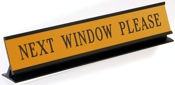 Pedestal Desk Engraved Sign 1-1/2" x 9" with your choice of  holder color, Silver, Gold, or Black. We also have a wide range of standard plate colors to choose from as well has holder options.