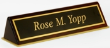 2"x 9-1/2" Piano Finish Desk Sign with Rosewood Holder and Engraved Brass Plate