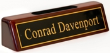 2"x 8-1/4" Piano Finish Desk Sign Rosewood with Cardholder and Engraved Brass Plate