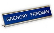 Standard Desk Engraved Sign 2"x 10" with your choice of  holder color, Silver, Gold, or Black. We also have a wide range of standard plate colors to choose from.