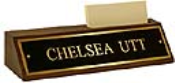 Walnut Easel Cardholder Desk Brass Sign Plate 2" x 8"