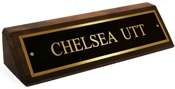 Walnut Easel Desk Sign with Brass 2" x 8"