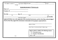 These convenient and comprehensive forms provide paper wording for any notarial act; provide space for attachment details to avoid fraud if separated from original document. 

 ACKNOWLEDGEMENT </br> AtoZstamps.com