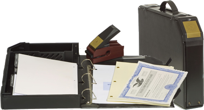 Introducing the newest addition to our Corporate LLC Kit line of products.  The "LLC Attaché®" all in one corporate records system.  It has been designed to keep all of your important organizational documents secure and available.   This stylish kit incor
