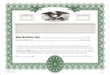 Corporate Stock Certificates - Green Border - Book of 20 is printed with company name, state incorporated, par value, stock type, signers title, visit AtoZstamps.com
