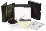 Deluxe Non-Profit Corporate Kit	comes in a Black Leather Binder & Sleeve, AtoZstamps.com for moreThis kit comes in a traditional black finish with gold lettering.  It has been designed to keep all of your important organizational documents secure and avai