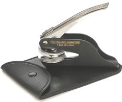 Corporate Seal with Cushion Grip Deluxe is manufactured for all states with a soft cushion grip handle that is comfortable in your hand and easy to squeeze, AtoZstamps.com Deluxe Pocket Seal with Pouch.