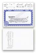 Stock Certificate "DG Series" Package of 100	 comes in blue and green, visit AtoZstamps.com 6 3/8 x 11, stub size: 2 1/8" with Transfer Sheet