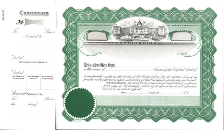 Corporate Stock Certificates - Custom Stock Certificate Printing