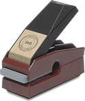 Corporate Desk Seal - Mark Maker	 is easy on the hand, Black Base with Real Brass Plate Engraved with Company Name, AtoZstamps.com for more