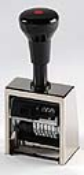 6 wheel Reiner Economy Automatic Numbering Machine, Roman Lettering, 7/32" high numbers.