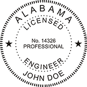 The Alabama Engineer official stamp is customizable and is offered on a wide range of stamp mount options including self-inking, pre-inked and traditional wood handle options. Allows for thousands of impressions. Affordable product for Alabama Engineers.