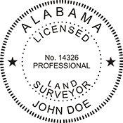 Create your own Alabama Land Surveyor stamp and choose from many mount options including self-inking, pre-inked and traditional wood handle options. Creates thousands of quality impressions and is a great product for Alabama Land Surveyors. Great Deal!