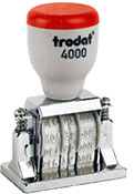 The Trodat 4000A Classic Die Plate Dater model is an exceptional product as much for its modern design as for its compound structure, which contains a super strong material core.
Maximum Text Plate Size: 1 1/4" x 2"
AtoZstamps.com
