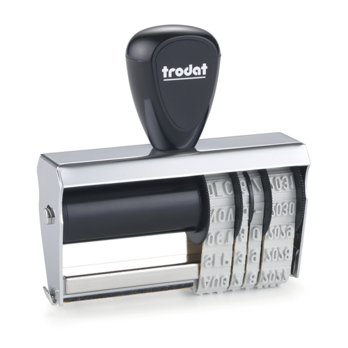 This dater is made with a metal frame making it very sturdy. These stamps produce a clear crisp impression each and every time.