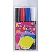 Vivid opaque water based poster paint marker is ideal for posters, menu boards and sign writing. It allows overpainting without bleed-through. Easily washes off non-porous surfaces and acid free.