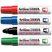 Artline EK-5100A Big Nib Whiteboard Markers are clearly visible from a distance. Consistent dense ink flow. Easily erasable with either whiteboard eraser or dry cloth.