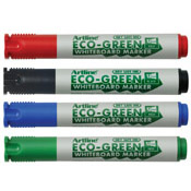 Artline EK-529 Eco-Green whiteboard markers contain more than 78% recycled content and are made from 100% recycled material. The untilized dry safe technology which keeps them from drying out even without their cap for up to 3days!