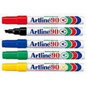 Artline EK-90 High Performance permanent markers are our best selling sized permanent marker with a chisel nib. Long lasting clear drawing is assured with the fast drying and water resistant ink that is perfect for marking most surfaces.