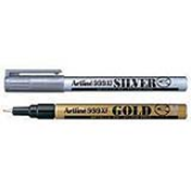 Artline EK-999 Special markers are for Art-Craft works, decorating, and writing on glass, porcelain, plastic, metal, rubber, wood, and card. Rich in gold and silver pigments, Creates an excellent metallic effect. quick dry, water and fade resistant.