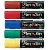 Artline EPP-20 Poster markers are highly opaque and will write on plastic, wood, glass, rubber, paper, steel, acetate, vinyl, metal or painted surfaces. These markers will not dry out. Can be without cap for up to 2 weeks!