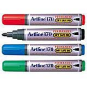 EK-170 Artline permanent white board bullet tip marker will draw on many different surfaces. It provides the durability of not drying with cap-off life for up to two weeks.
