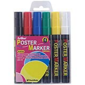 Artline EPP-4 poster markers are highly opaque and will write on plastic, wood, glass, rubber, paper, steel, acetate, vinyl, metal or painted surfaces. Ideal for when you want a long-lasting but not necessarily permanent outdoor marker. Poster Markers ar