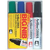 Artline EK-5100A Big Nib Whiteboard Markers are clearly visible from a distance. Consistent dense ink flow. Easily erasable with either whiteboard eraser or dry cloth.
