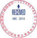 Stock Rotary Date Stamp Xpedaters come with Red Outer Ring, and Blue RECEIVED and Date.
