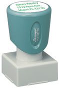 Xstamper pre-inked stamps feature a laser engraved die for durability, pre-inked with up to 50,000 impressions before re-inking. Up to 4 lines of text.