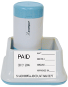 This base is designed for permanent placement on a desk or count. This ink base is refillable and you can refill this ink base with Xstamper Refill Ink. Use of any other ink will void out the warranty.